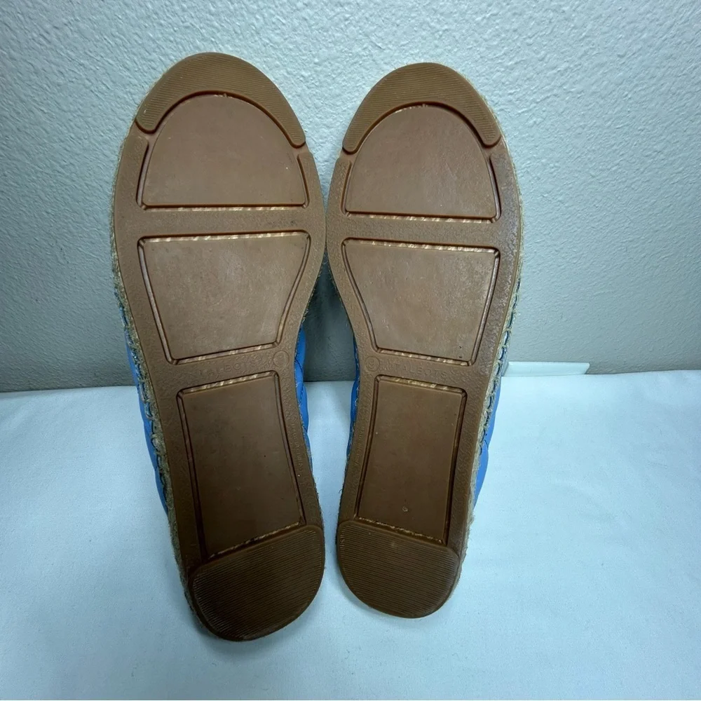 Talbots‎ IZZY Quilted Nappa Leather light Blue Navy Versatile Espadrilles 9M